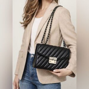 Michael Kors Rose‎ Quilted Shoulder Bag Black Medium